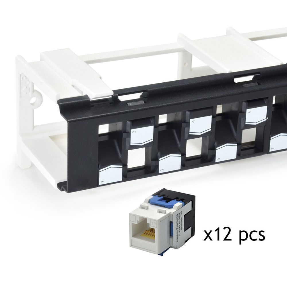 Unshielded TIA Cat 6A Component-Rated Wall-Mount Patch Panel loaded with Top-Entry Jacks (KHA Series), 89D Bracket Included